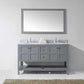 Virtu USA Winterfell 60 Double Bathroom Vanity Set in Grey w/ Italian Carrara White Marble Counter-Top | Round Basin
