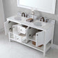Virtu USA Winterfell 60 Double Bathroom Vanity Set in White w/ Italian Carrara White Marble Counter-Top | Round Basin