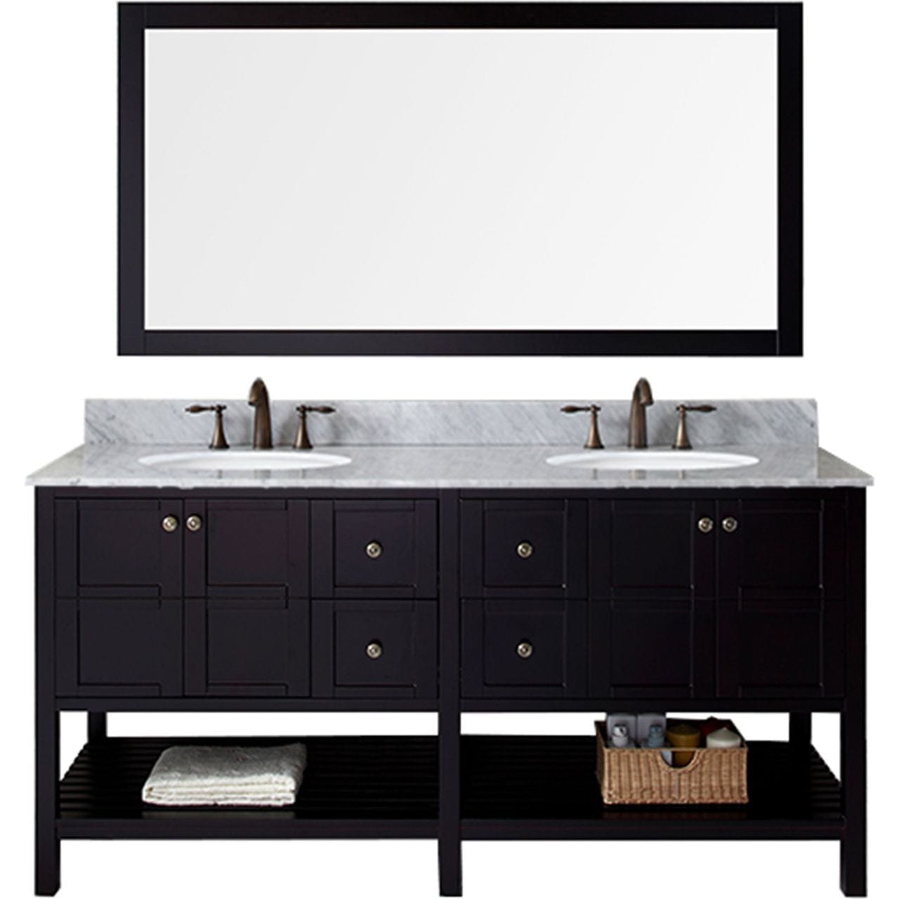 Virtu USA Winterfell 72" Double Bathroom Vanity Set in Espresso