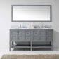 Virtu USA Winterfell 72 Double Bathroom Vanity Set in Grey w/ Italian Carrara White Marble Counter-Top | Round Basin