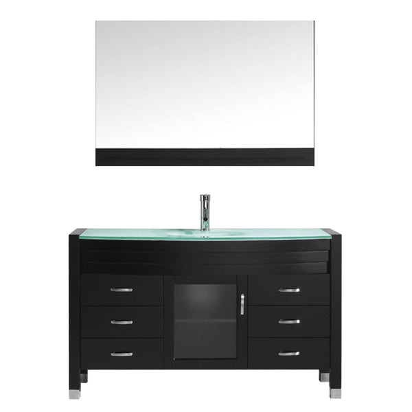 Virtu USA Ava 55 Single Bathroom Vanity Cabinet Set in Espresso w/ Tempered Glass Counter-Top