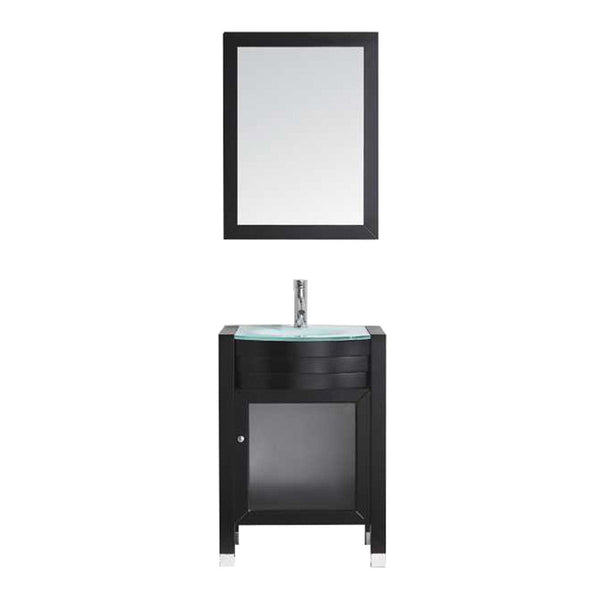 Virtu USA Ava 24 Single Bathroom Vanity Cabinet Set in Espresso w/ Tempered Glass Counter-Top