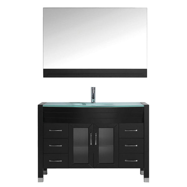 Virtu USA Ava 48 Single Bathroom Vanity Cabinet Set in Espresso w/ Tempered Glass Counter-Top