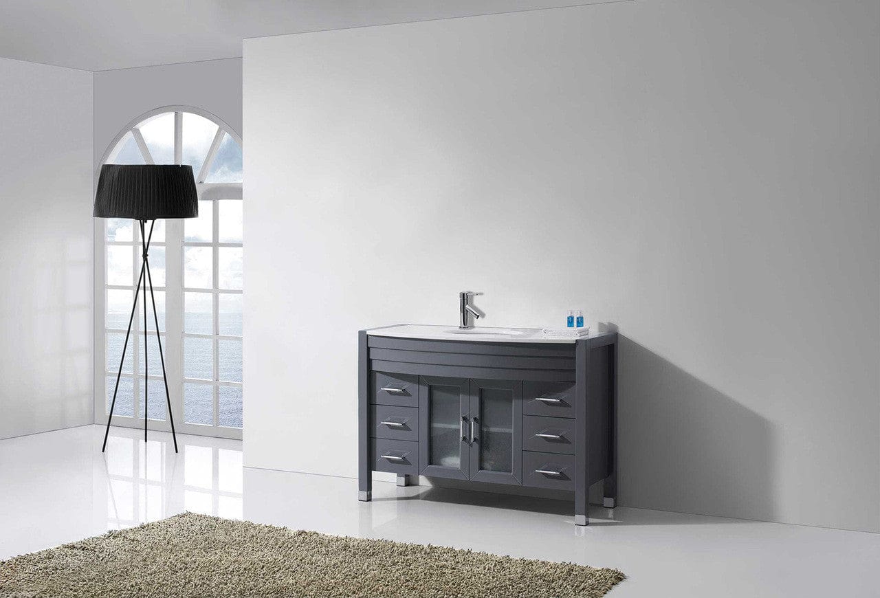 Virtu USA Ava 48 Single Bathroom Vanity Set in Grey | White Stone Counter-Top
