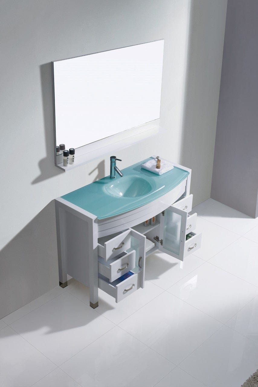 Virtu USA Ava 48 Single Bathroom Vanity Set in White w/ Tempered Glass Counter-Top