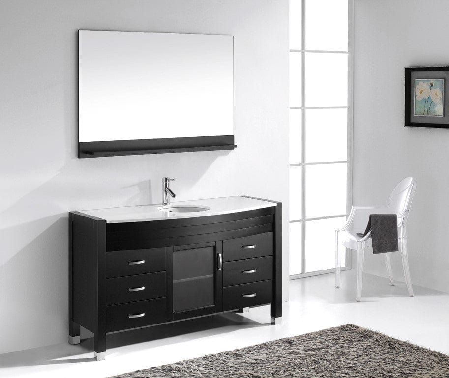 Virtu USA Ava 55 Single Bathroom Vanity Set in Espresso w/ White Stone Counter-Top