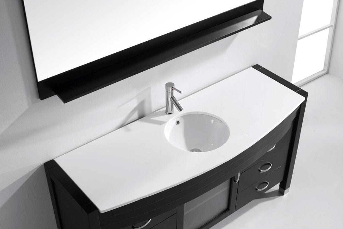 Virtu USA Ava 61 Single Bathroom Vanity Set in Espresso w/ White Stone Counter-Top