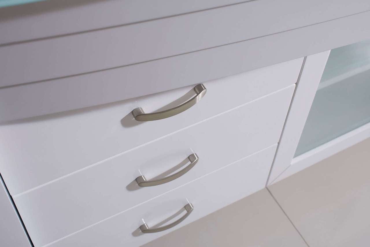 Virtu USA Vanities PS-103-BN Virtu USA Ava 61 Single Bathroom Vanity Set in White w/ White Stone Counter-Top | Round Basin