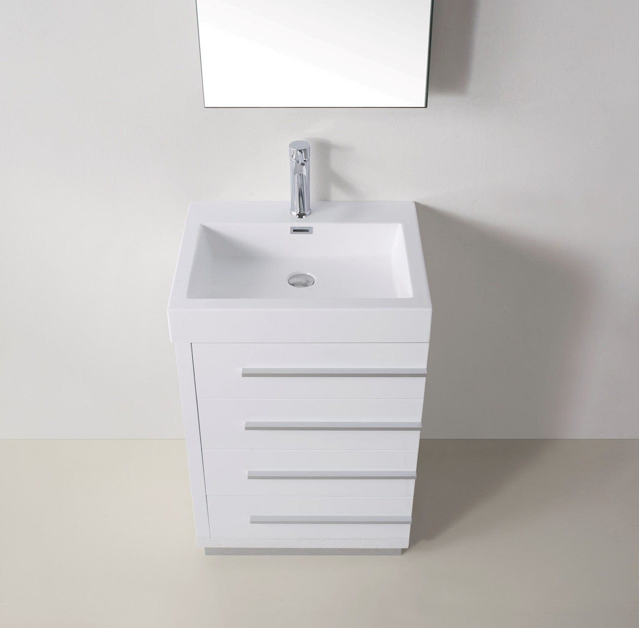 Virtu USA Vanities PS-103-BN Virtu USA Bailey 24 Single Bathroom Vanity Set in Gloss White w/ Polymarble Counter-Top