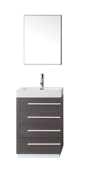Virtu USA Bailey 24 Single Bathroom Vanity Cabinet Set in Wenge w/ Polymarble Counter-Top