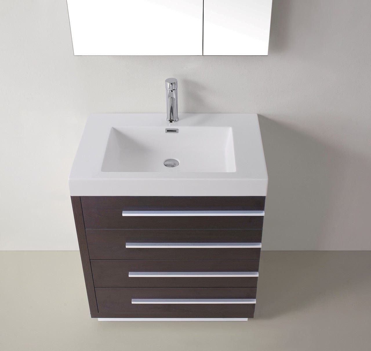 Virtu USA Vanities PS-103-BN Virtu USA Bailey 30 Single Bathroom Vanity Set in Wenge w/ Polymarble Counter-Top