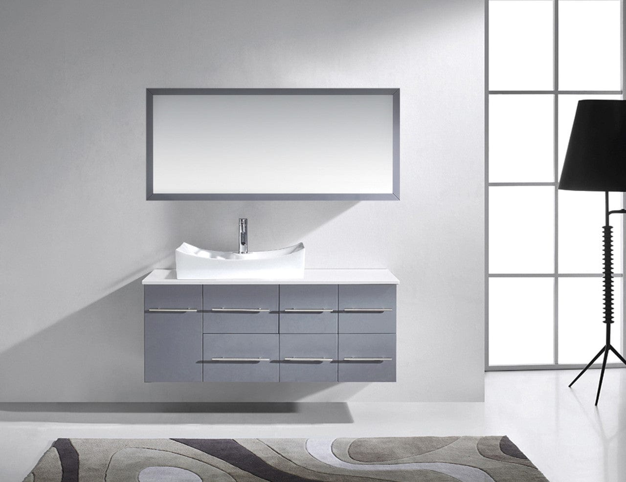 Virtu USA Ceanna 55 Single Bathroom Vanity Set in Grey front view