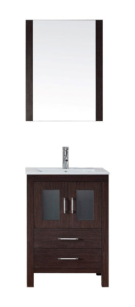 Virtu USA Dior 24 Single Bathroom Vanity Cabinet Set in Espresso w/ Ceramic Counter-Top
