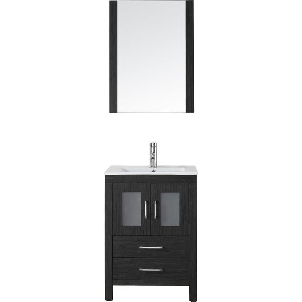 Virtu USA Dior 24 Single Bathroom Vanity Cabinet Set in Zebra Grey w/ Ceramic Counter-Top