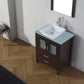 Virtu USA Dior 28 Single Bathroom Vanity in Espresso w/ Aqua Tempered Glass Top & Square Sink