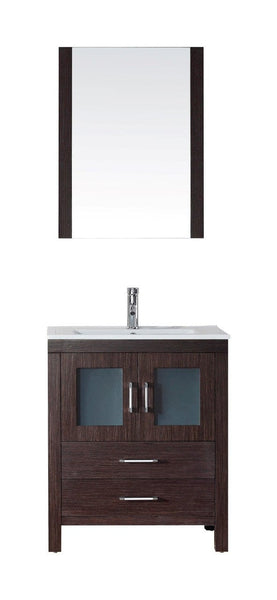Virtu USA Dior 28 Single Bathroom Vanity Cabinet Set in Espresso w/ Ceramic Counter-Top