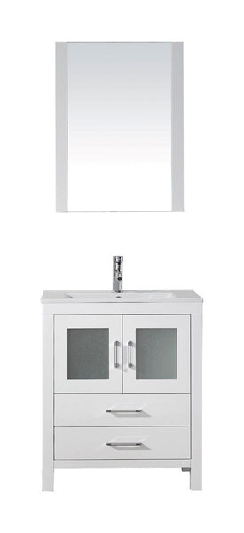 Virtu USA Dior 28 Single Bathroom Vanity Cabinet Set in White w/ Ceramic Counter-Top
