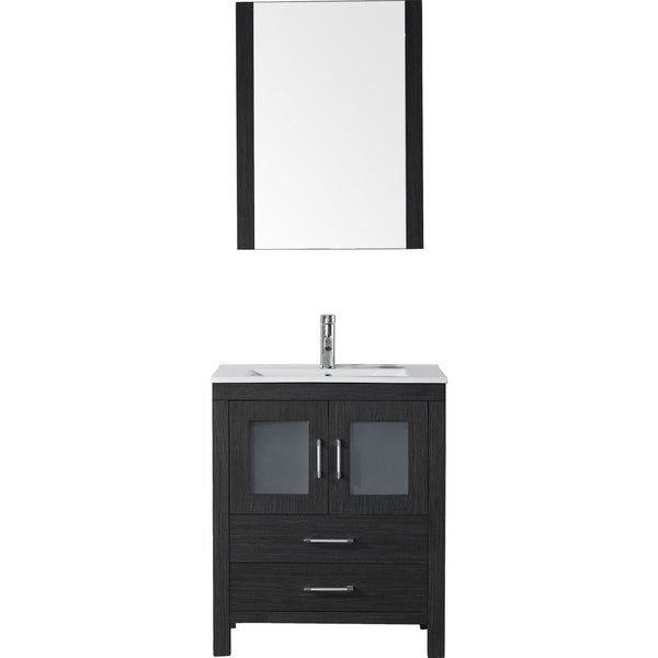 Virtu USA Dior 28 Single Bathroom Vanity Cabinet Set in Zebra Grey w/ Ceramic Counter-Top