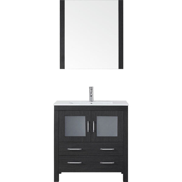 Virtu USA Dior 32 Single Bathroom Vanity Cabinet Set in Zebra Grey w/ Ceramic Counter-Top