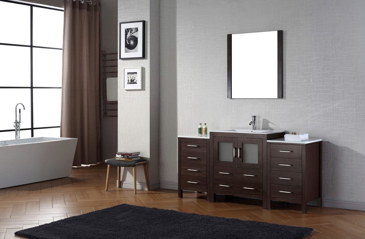 Virtu USA Dior 66 Single Bathroom Vanity Set in Espresso w/ Ceramic Counter-Top | Integrated Sink