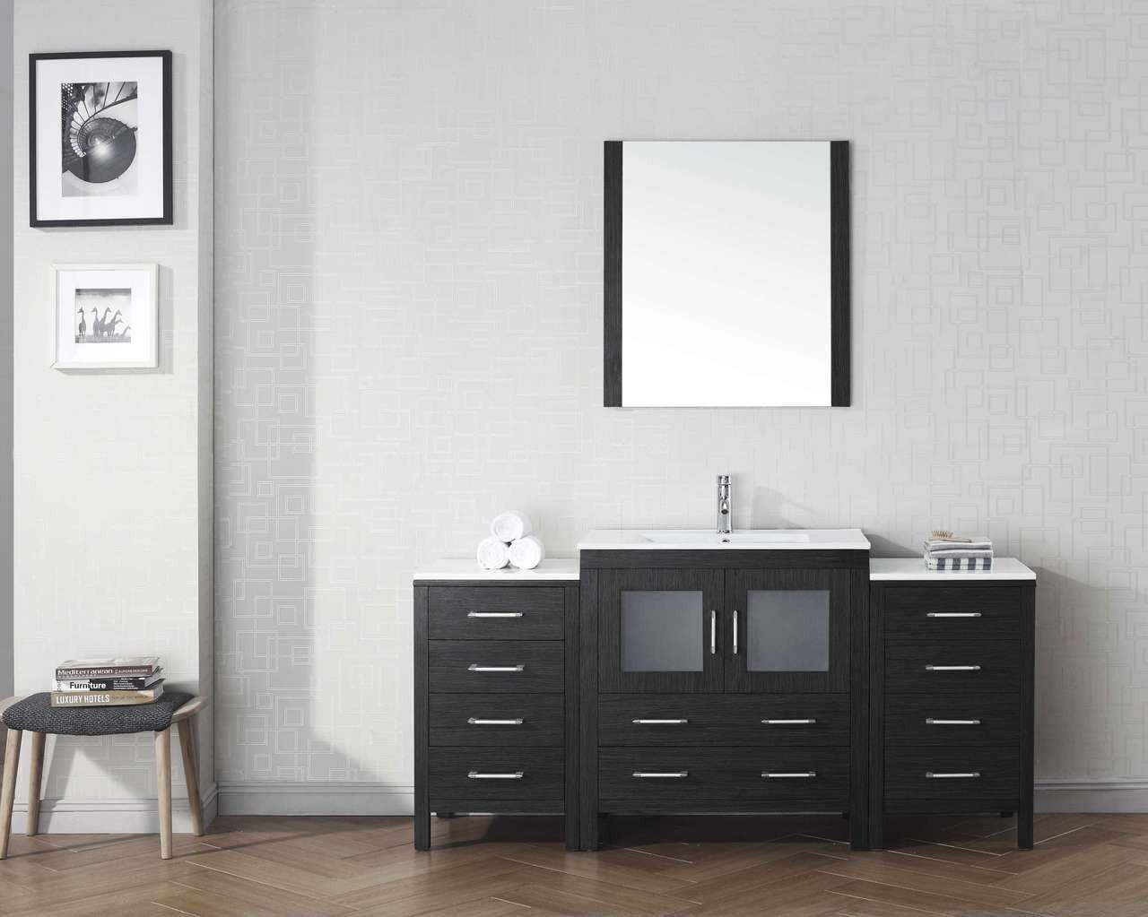 Virtu USA Vanities PS-103-BN Virtu USA Dior 68 Single Bathroom Vanity Set in Zebra Grey w/ Ceramic Counter-Top | Integrated Sink