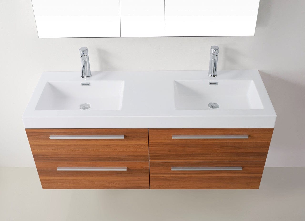 Virtu USA Vanities PS-103-BN Virtu USA Finley 54 Double Bathroom Vanity Set in Plum w/ Polymarble Counter-Top