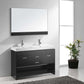 Virtu USA Gloria 48 Double Bathroom Vanity Set in Espresso w/ Ceramic Counter-Top | Square Basin