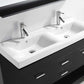 Virtu USA Gloria 48 Double Bathroom Vanity Set in Espresso w/ Ceramic Counter-Top | Square Basin
