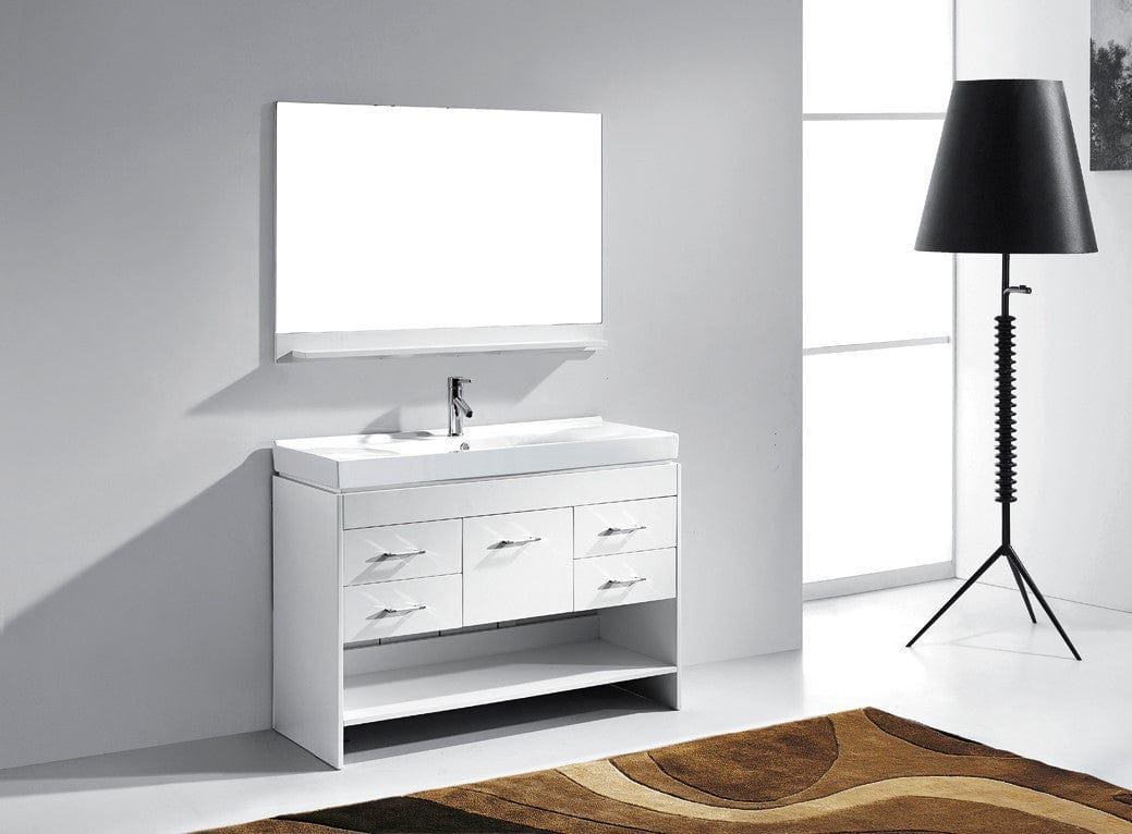 Virtu USA Gloria 48 Single Bathroom Vanity Set in White w/ Ceramic Counter-Top