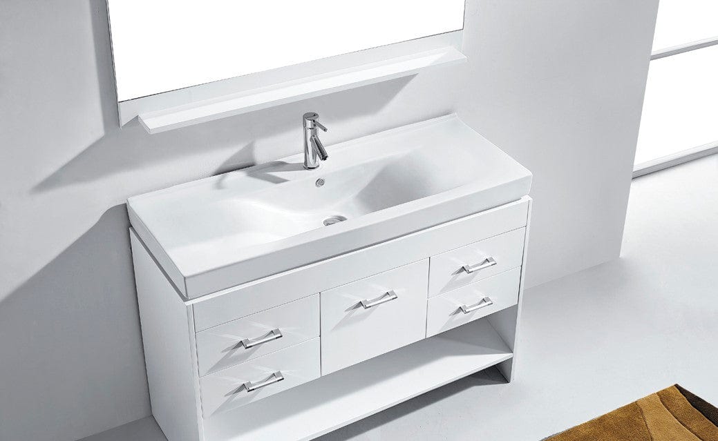 Virtu USA Vanities PS-103-BN Virtu USA Gloria 48 Single Bathroom Vanity Set in White w/ Ceramic Counter-Top