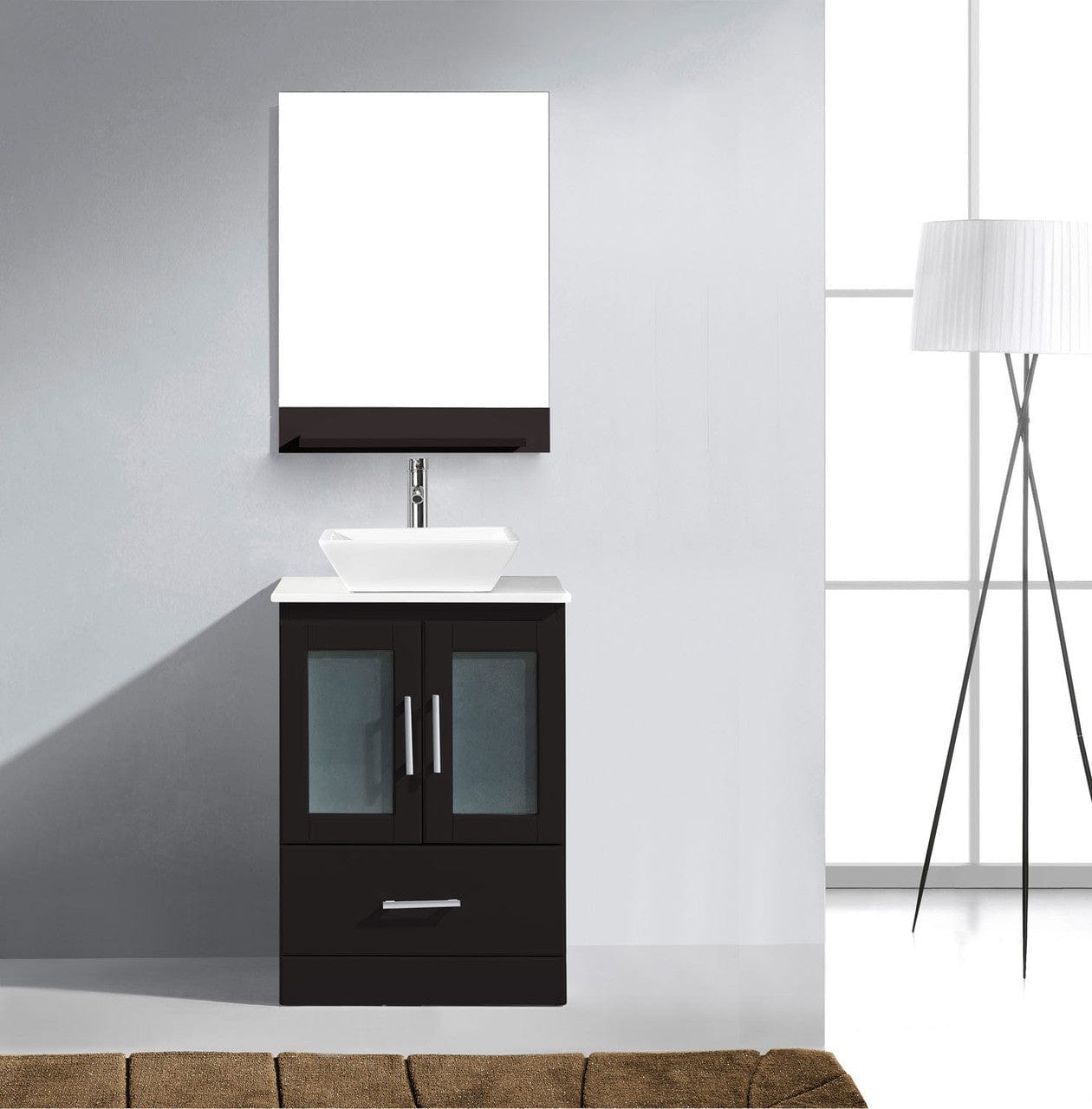 Virtu USA Vanities PS-103-BN Virtu USA Zola 24 Single Bathroom Vanity Set in Espresso w/ White Stone Counter-Top