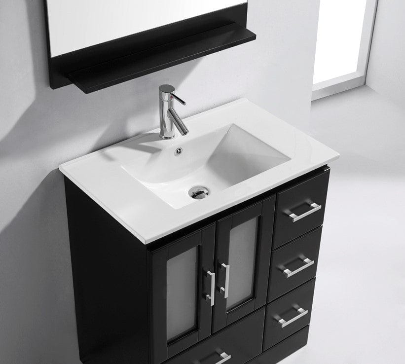 Virtu USA Vanities PS-103-BN Virtu USA Zola 30 Single Bathroom Vanity Set in Espresso w/ Ceramic Counter-Top