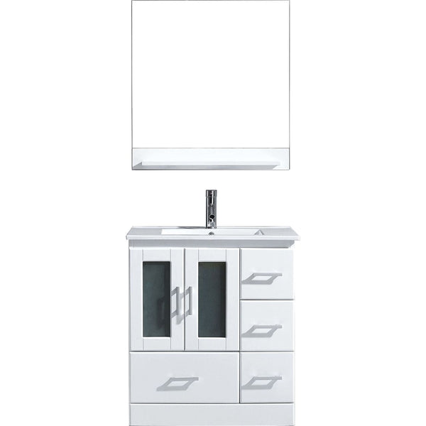 Virtu USA Zola 48 Single Bathroom Vanity Set in White w/ Ceramic Counter-Top | Square Basin