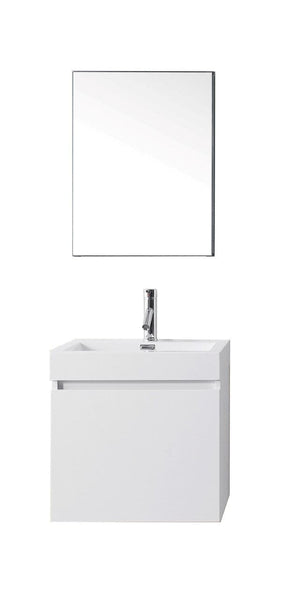 Virtu USA Zuri 24 Single Bathroom Vanity Cabinet Set in Gloss White w/ Polymarble Counter-Top