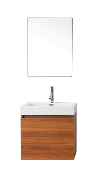 Virtu USA Zuri 24 Single Bathroom Vanity Cabinet Set in Plum w/ Polymarble Counter-Top