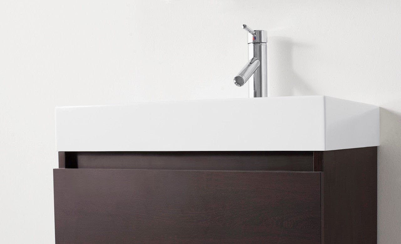 Virtu USA Vanities PS-103-BN Virtu USA Zuri 24 Single Bathroom Vanity Set in Wenge w/ Polymarble Counter-Top