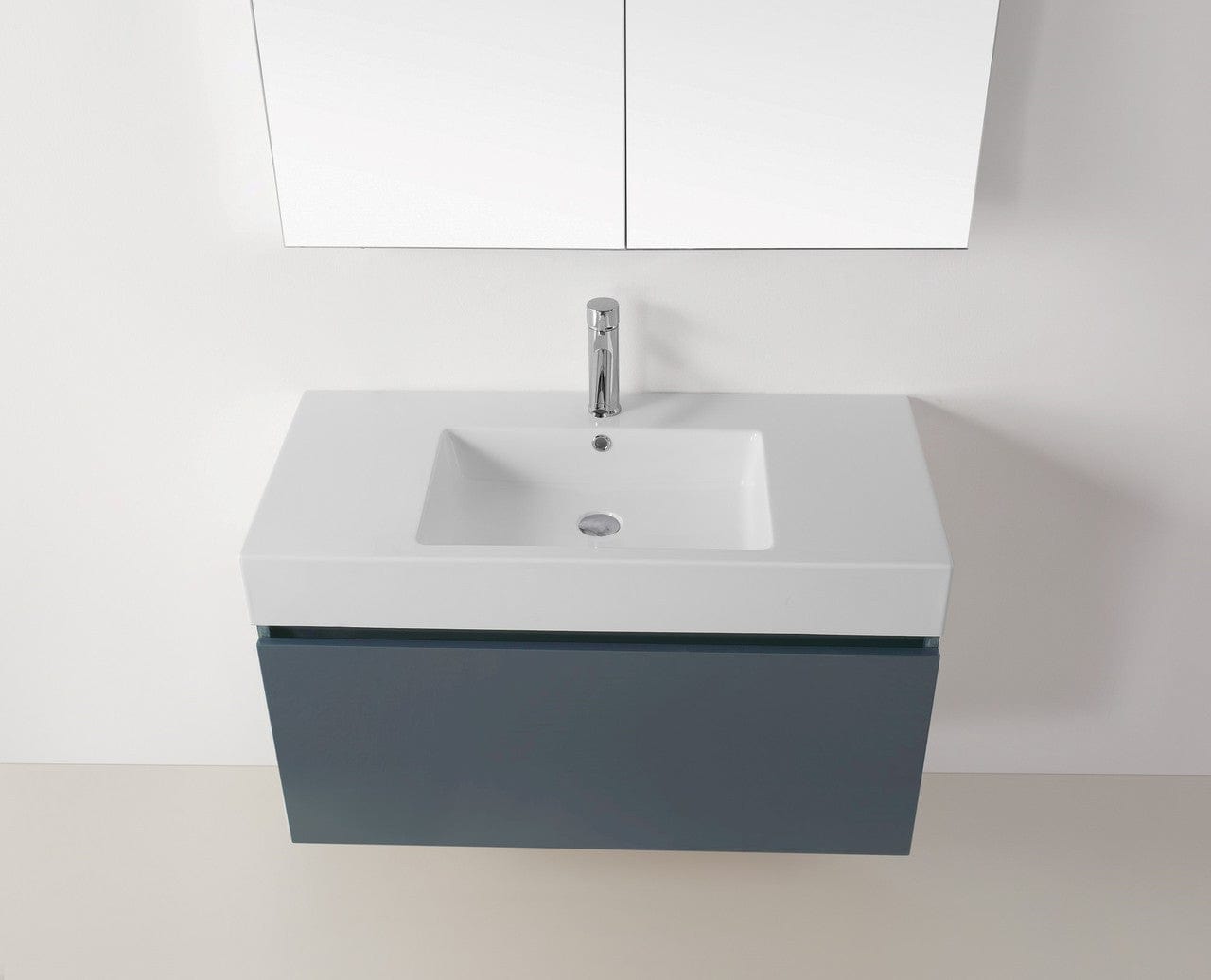 Virtu USA Vanities PS-103-BN Virtu USA Zuri 39 Single Bathroom Vanity Set in Grey w/ Polymarble Counter-Top