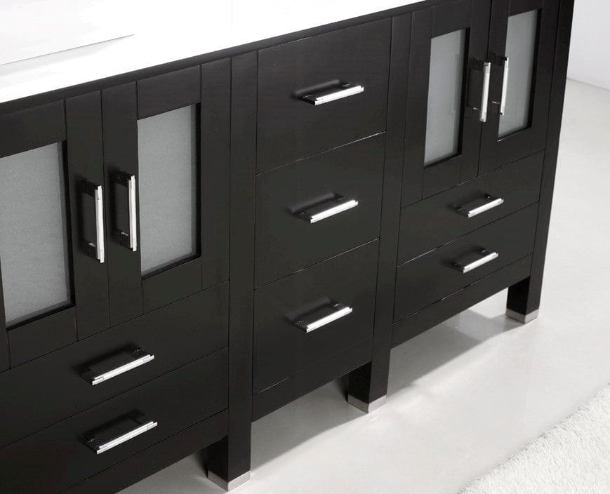 Virtu USA Vanities Virtu USA Bradford 60 Double Bathroom Vanity Set in Espresso w/ White Artificial Stone Counter-Top