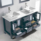 Virtu USA Bradford 60 Double Bathroom Vanity Set in Grey w/ White Stone Counter-Top | Square Basin