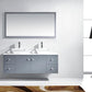 Virtu USA Clarissa 61 Double Bathroom Vanity Set in Grey w/ White Stone Counter-Top | Square Basin front view