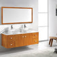 Virtu USA Clarissa 61 Double Bathroom Vanity Set in Honey Oak w/ White Artificial Stone Counter-Top 