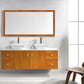 Virtu USA Clarissa 61 Double Bathroom Vanity Set in Honey Oak w/ White Artificial Stone Counter-Top front view