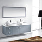  Virtu USA Clarissa 72 Double Bathroom Vanity Set in Grey w/ White Stone Counter-Top | Square Basin profile view