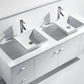  Virtu USA Clarissa 72 Double Bathroom Vanity Set in White w/ White Stone Counter-Top | Square Basin top view