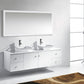  Virtu USA Clarissa 72 Double Bathroom Vanity Set in White w/ White Stone Counter-Top | Square Basin profile view