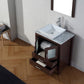 Virtu USA Dior 24 Single Bathroom Vanity Set in Espresso w/ Italian Carrara White Marble Counter-Top | Vessel Sink