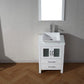 Virtu USA Dior 24 Single Bathroom Vanity Set in White w/ Pure White Stone Counter-Top | Vessel Sink
