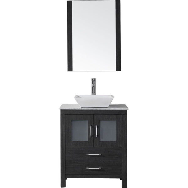 Virtu USA Dior 24 Single Bathroom Vanity Cabinet Set in Zebra Grey w/ Italian Carrara White Marble Counter-Top