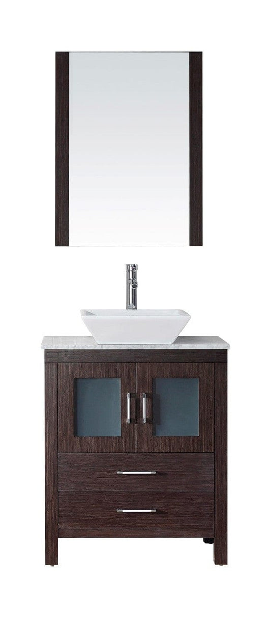 Virtu USA Dior 28" Single Bathroom Vanity Cabinet Set in Espresso w/ Italian Carrara White Marble Counter-Top