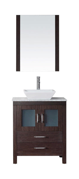 Virtu USA Dior 28 Single Bathroom Vanity Cabinet Set in Espresso w/ Italian Carrara White Marble Counter-Top